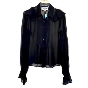 🍍Bundle 3 items for 15🍍 BB DAKOTA Black Sheer Long Sleeve Blouse Size Medium